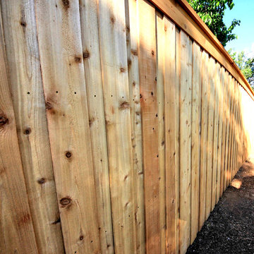 Bowie St - Cedar Fence & Concrete Retaining Wall - Wolflin