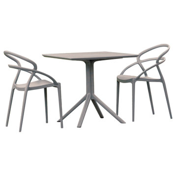 Pia Patio Dining Set With 2 Chairs Dark Gray