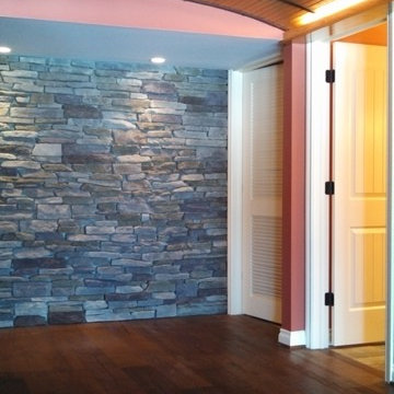 Stone wall, barrel vault, fireplace