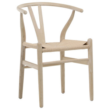 Renault Wishbone Back Natural Finish Oak Chair With Woven Craft Paper Seat