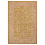 Bareens Designer Rugs - Chic Ziegler Fannie Green Taupe Hand-Knotted Wool Rug - 9'1'' x 11'11'' - Enhance the ambiance of your home with this magnificent Persian-influenced Turkish hand-knotted rug made by skilled artisans capable of creating the most exceptional vegetable dyes and hand-spun wool. This exquisite handmade rug is a one-of-a-kind Peshawar Kafkaz, otherwise identified as Chobi, Chobi Peshawar, Oushak, or Ziegler rug. These handmade rugs are crafted in Pakistan utilizing superior-quality wool imported from Australia, New Zealand, and Korea in two types of weaves: the Persian weave and the Mori weave. This rug is meticulously crafted by hand using the finest natural vegetable dyes extracted from local plants. The artisans use a blend of hand-spun local and fine merino wool, resulting in a rug with a compelling texture, higher lanolin content, and longer staple. The artisans occasionally incorporate natural or artificial silk into the pile to enhance specific motifs. The finished product is an awe-inspiring execution of flawless design and an understated palette that exudes elegance.