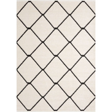 Cali Collection Gray Cream Diamond Pattern Rug, 5'3"x7'7"