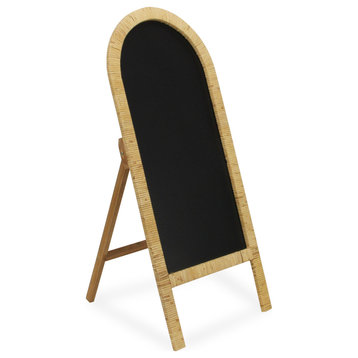 Large Curved Rattan Standing Chalkboard