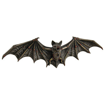 Mechanical Steampunk Vampire Bat Bronze Finish Wall Sculpture