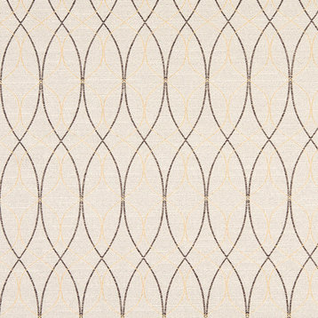 Grey and Gold Contemporary Ovals Upholstery Fabric By The Yard