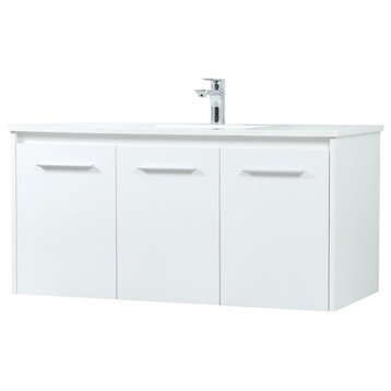 Elegant Decor Penn 40" Aluminum Alloy MDF Single Bathroom Vanity in White