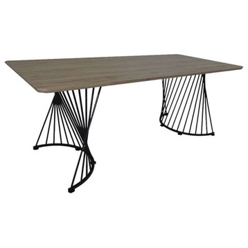 Coaster Altus Wood Dining Table with Swirl Base in Natural Oak and Gunmetal