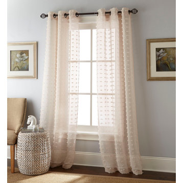 Payton Grommet Sheer Window Curtains Set of 2, Sand, 37, X 95 in