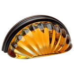 Cosmas - Real Glass Cabinet Cup Pulls with 3" Centers by Cosmas, Amber Glass, Oil Rubbed - Manufacturer: Cosmas