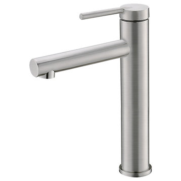 STYLISH Single Handle Bathroom Vessel Sink Faucet Brushed Stainless Steel Finish