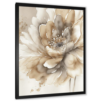 Single Beige Flower IV Framed Print, 30x40, Black
