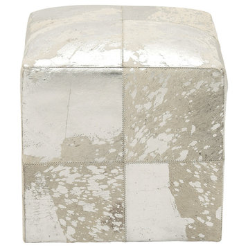 Contemporary White Leather Stool 95945