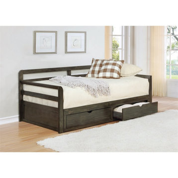 Coaster Sorrento 2-drawer Wood Twin Daybed with Extension Trundle in Gray