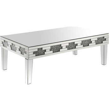 ACME Noralie Coffee Table in Mirrored and Faux Stones