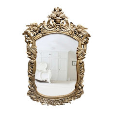 Consigned Wall Mirror Gilted, Ornate French Mirror Antique Gold Wood Mirror