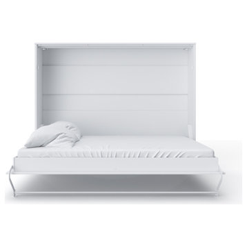 Contempo Horizontal Wall Bed, European King Size, White/White