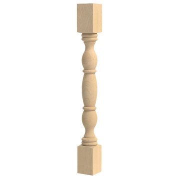 35-1/4 x 3-3/4 English Country Double Square Table Leg, Hard Maple