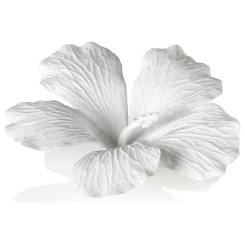 White Bone Wall and Table Decor, China Hibiscus Flower, Set of 3