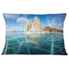 Lake Baikal Ice and Rocks Panorama Seascape Throw Pillow, 12"x20"