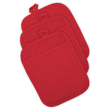 DII Red Quilted Potholder, Set of 3