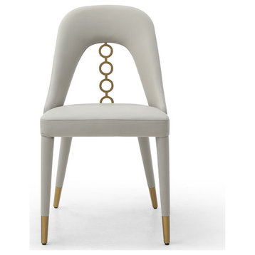 Whiteline Modern Living Liza Dining Chair, Light Grey/Gold
