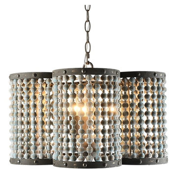 $272.99,Malia Farmhouse Style 5-Light Distressed Wood Beaded Pendant Light Quatr