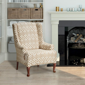 Abigail (biscuit) stretch wing chair cover