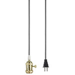 Aspen Creative Corporation - 21007-1, 1-Light Plug-in Hanging Socket Pendant Fixture, Polished Brass Socket - Aspen Creative is dedicated to offering a wide assortment of attractive and well-priced portable lamps, kitchen pendants, vanity wall fixtures, outdoor lighting fixtures, lamp shades, and lamp accessories. We have in-house designers that follow current trends and develop cool new products to meet those trends. Product Detail