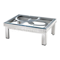 Silver Circles Cocktail Table in Brushed Aluminum with Glass Top - Coffee Tables