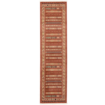 Contemporary Frederica 2'7"x10' Runner Deep Red Area Rug