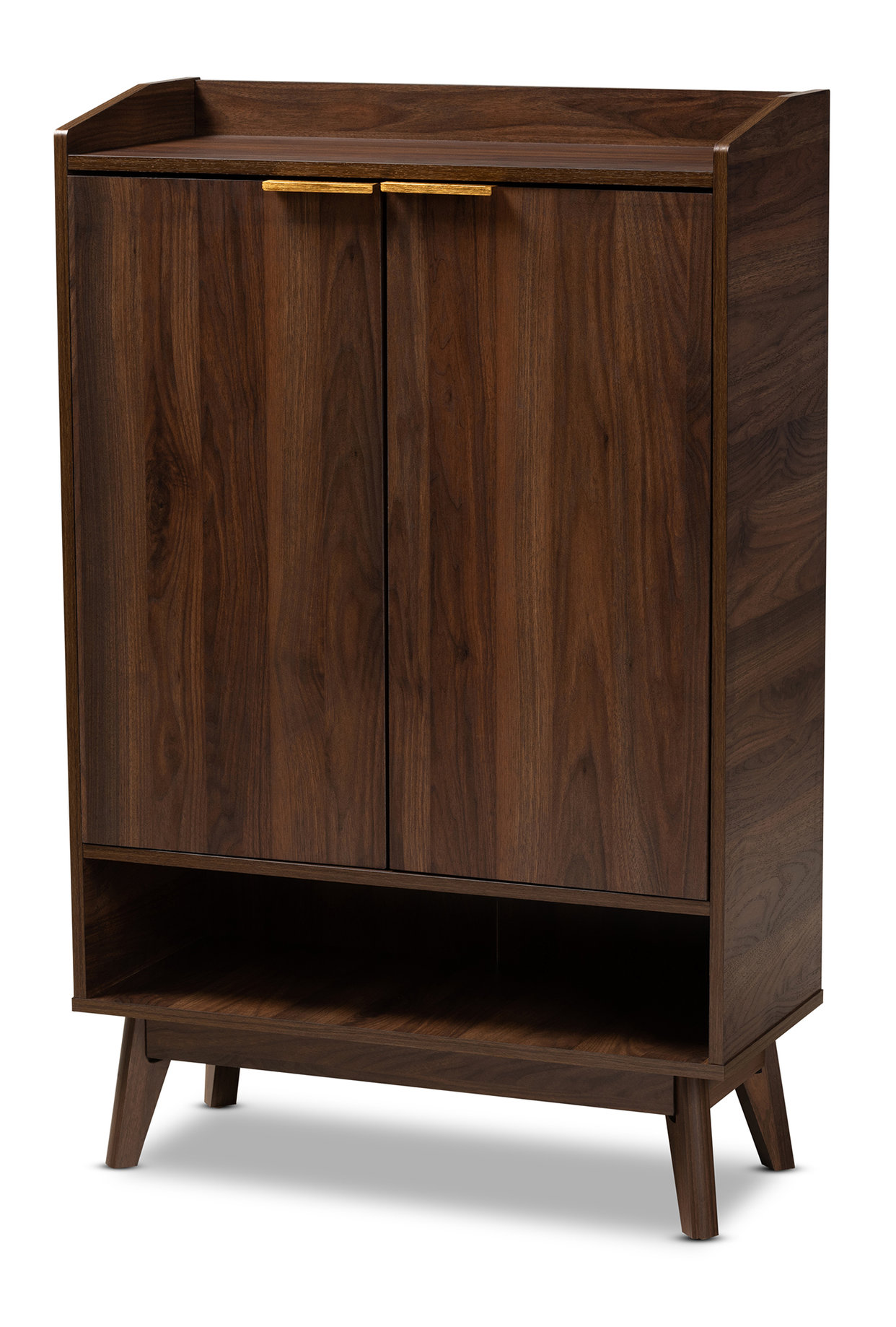 Kayley Mid-Century Modern Walnut Brown 5-Shelf Wood Entryway Shoe ...