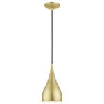 Livex Lighting - Amador 1 Light Soft Gold With Polished Brass Accents Mini Pendant - The Amador mini pendant features a modern, minimal look. It is shown in a chic soft gold finish shade with a shiny white finish inside and polished brass finish accents.