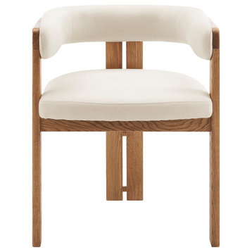 Blixa Armchair, Natural With Beige Fabric Seat Set of 1