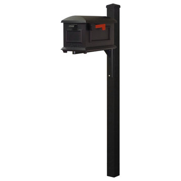 Traditional Curbside Mailbox With Wellington Post, Black