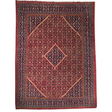 Consigned, Persian Rug, Red, 10'x13', Handmade Wool Herati