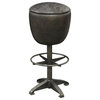 Clyde Rustic Retro Distressed Top Grain Leather Black Barstool