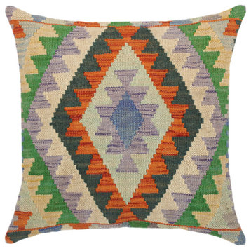 Geometric Turkish Cristine Hand Woven Kilim Throw Pillow