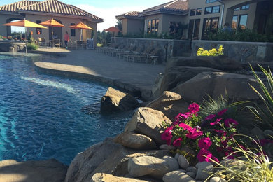 Pool - rustic pool idea in Portland