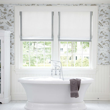 Flat Roman Shades with Decorative tapes