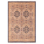 Bareens Designer Rugs - Boho Chic Ziegler Viviana Blue Beige Hand-Knotted Wool Rug - 5'0'' x 7'0'' - Enhance the ambiance of your home with this magnificent Persian-influenced Turkish hand-knotted rug made by skilled artisans capable of creating the most exceptional vegetable dyes and hand-spun wool. This exquisite handmade rug is a one-of-a-kind Peshawar Kafkaz, otherwise identified as Chobi, Chobi Peshawar, Oushak, or Ziegler rug. These handmade rugs are crafted in Pakistan utilizing superior-quality wool imported from Australia, New Zealand, and Korea in two types of weaves: the Persian weave and the Mori weave. This rug is meticulously crafted by hand using the finest natural vegetable dyes extracted from local plants. The artisans use a blend of hand-spun local and fine merino wool, resulting in a rug with a compelling texture, higher lanolin content, and longer staple. The artisans occasionally incorporate natural or artificial silk into the pile to enhance specific motifs. The finished product is an awe-inspiring execution of flawless design and an understated palette that exudes elegance.