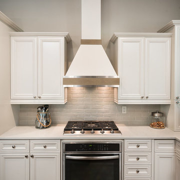 White-Cream Kitchen Remodel with Shiplap & Rustic Beams