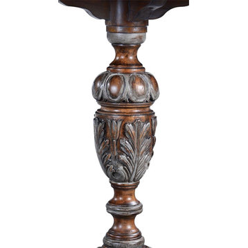 Lamp Table Round Belgium Carved Pedestal Swedish Moss Accents  Rustic