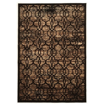 Linon Platinum Iron Gate Power Loomed Polyester 5'x7'6" Rug in Brown