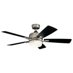 Kichler - 52" Leeds Fan LED, Brushed Nickel/Black/Silver Blades - Constructed from steel, this 5 blade 52" Leeds LED ceiling fan pairs traditional form with updated detailing to create a unique composition. Showcased with a Brushed Nickel finish this design will deliver an elegant touch to any space.