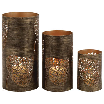 Eclectic Copper Metal Candle Lantern Set 22097