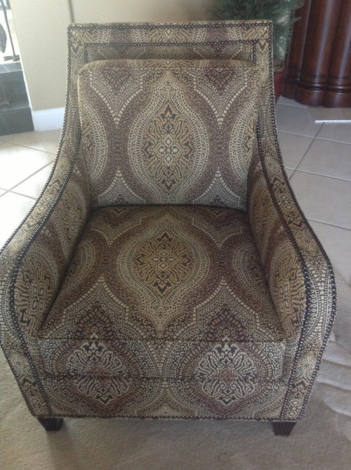 Help picking area rug for busy chair pattern...