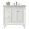 36 Inch White Bathroom Vanity, Sink on the Right