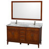 Hatton 60" Light Chestnut Double Bathroom Vanity, No Countertop, No Sink