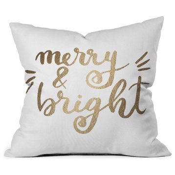 Angela Minca Merry And Bright Gold Outdoor Throw Pillow, 18"