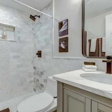 Basement remodeled with bedroom space and extra closet space in Quincy